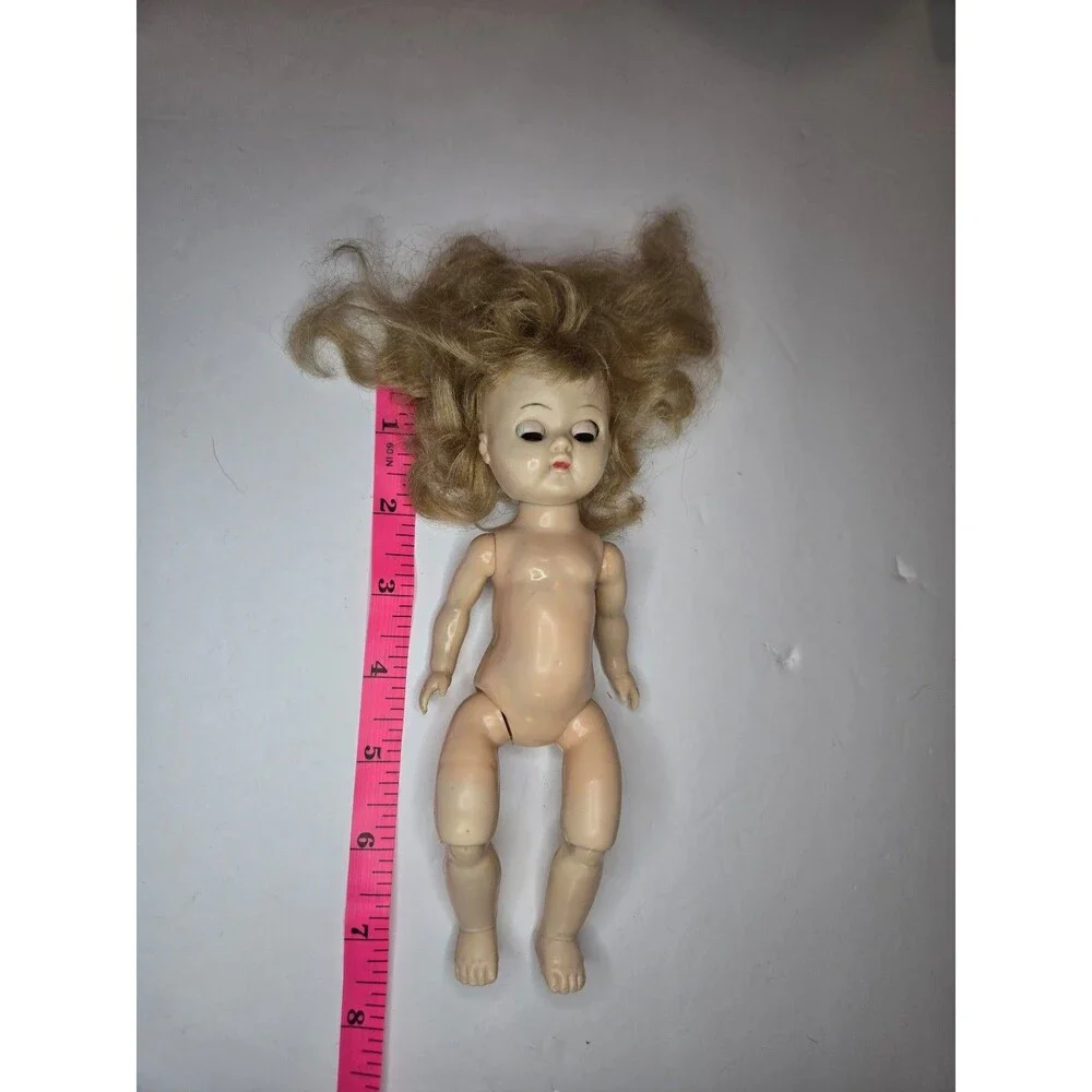 Vintage Plastic Doll Knees Bend Eyes Open and Close Blonde Hair Discoloration